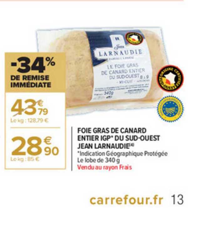 foie gras de canard entier igp du sud-ouest jean larnaudie