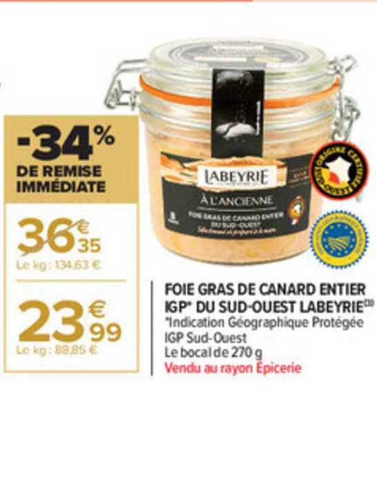 foie gras de canard entier igp du sud-ouest labeyrie