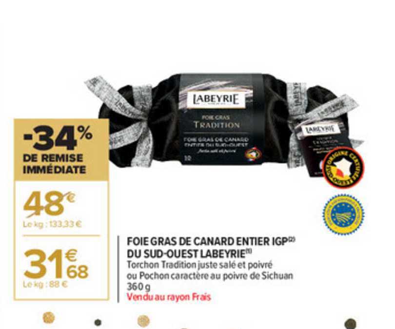 foie gras de canard entier igp du sud-ouest labeyrie