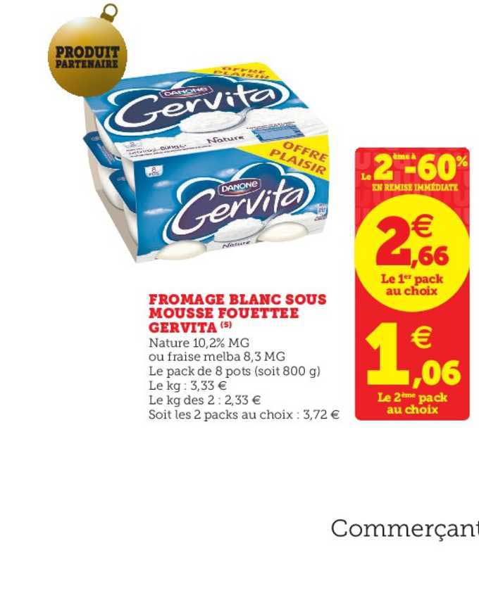 fromage blanc sous mousse fouettée gervita