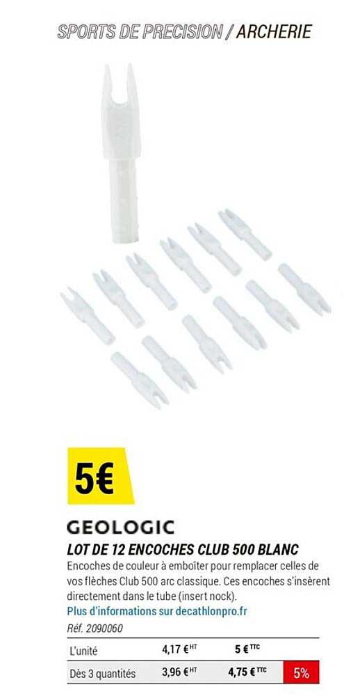 Geologic Lot De 12 Encoches Club 500 Blanc