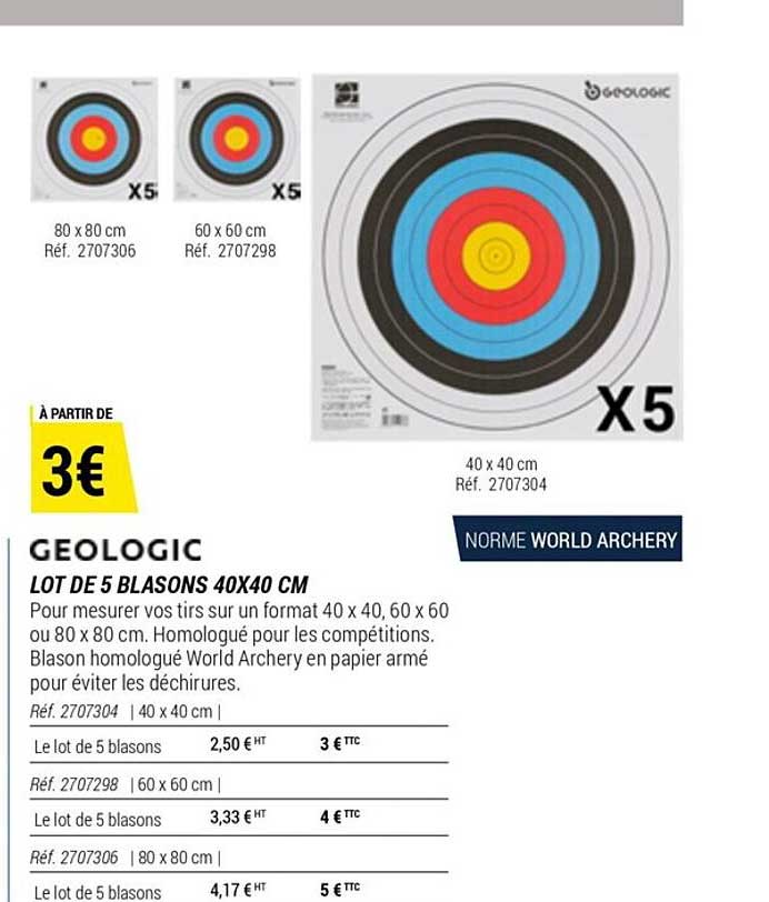 geologic lot de 5 blasons 40x40 cm