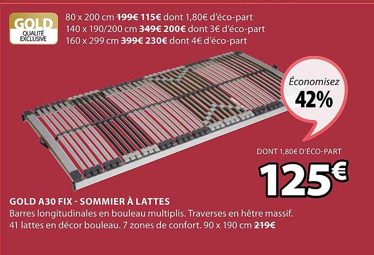 Gold A30fix Sommier à Lattes