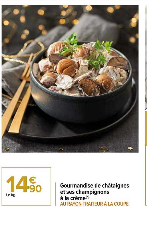 gourmandise de châtaignes et ses champignons à la crème