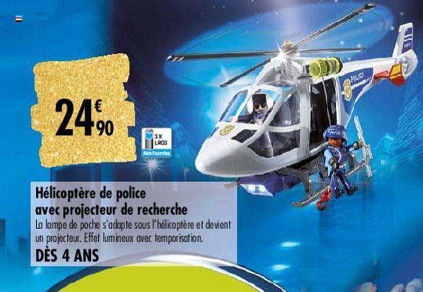 hélicoptère de police avec projeteur de recherche