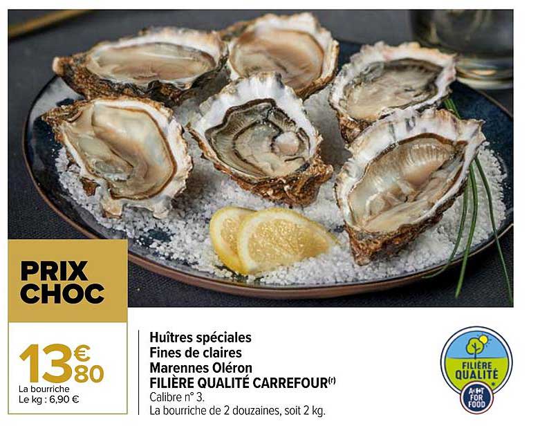 huîtres spéciales fines de claires marennes oléron