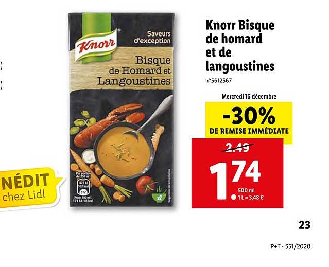 knorr bisque de homard et de langoustines