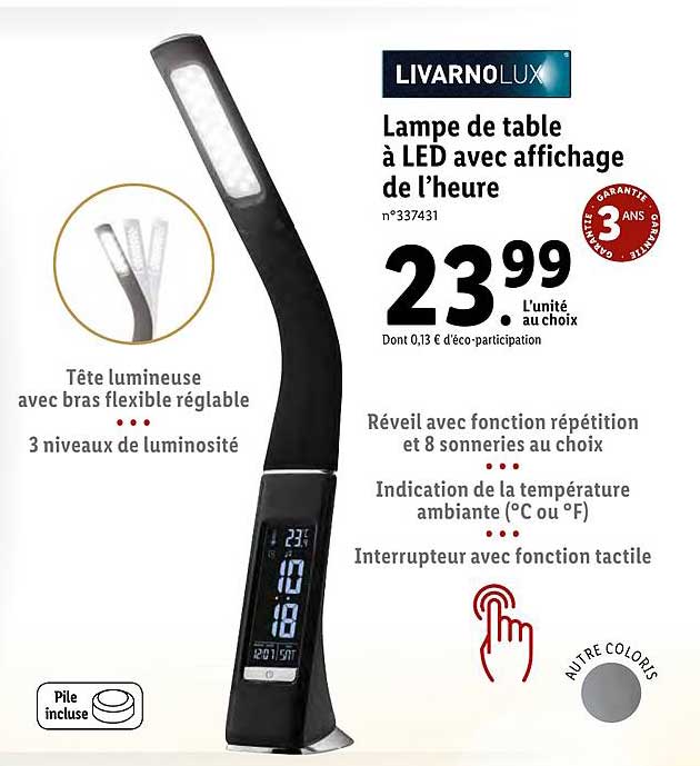 Lampe De Table à Led Avec Affichage De L'heure