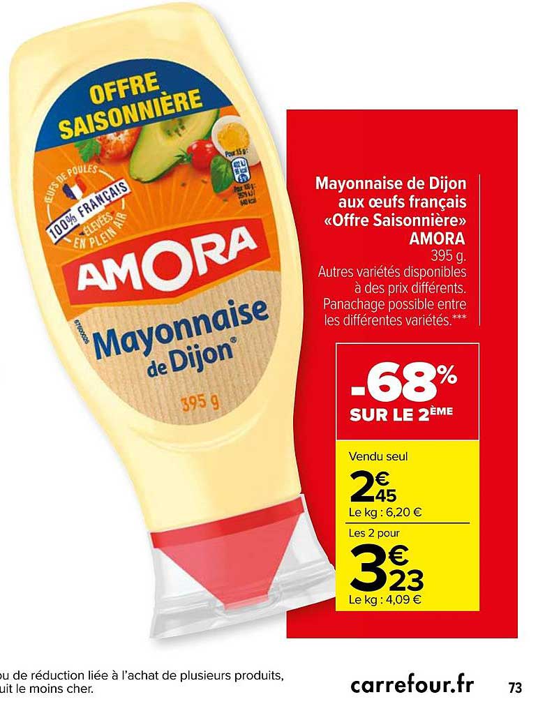mayonnaise de dijon aux œufs français «offre saisonnière» amora
