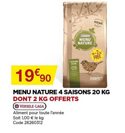 menu nature 4 saisons 20 kg versele-laga