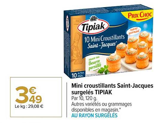 mini croustillants saint-jacques surgelés tipiak