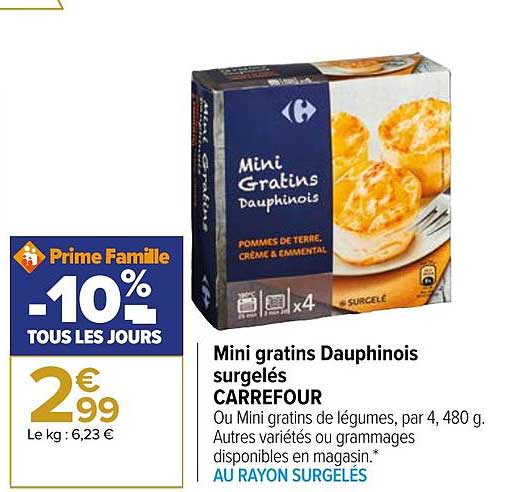 mini gratins dauphinois surgelés carrefour