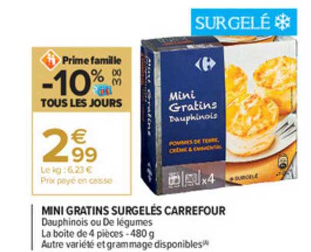 mini gratins surgelés carrefour