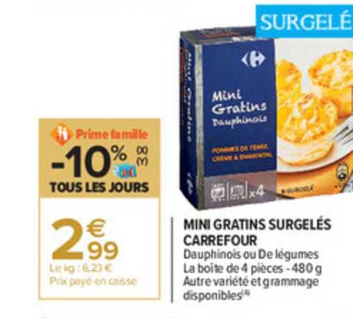 mini gratins surgelés carrefour