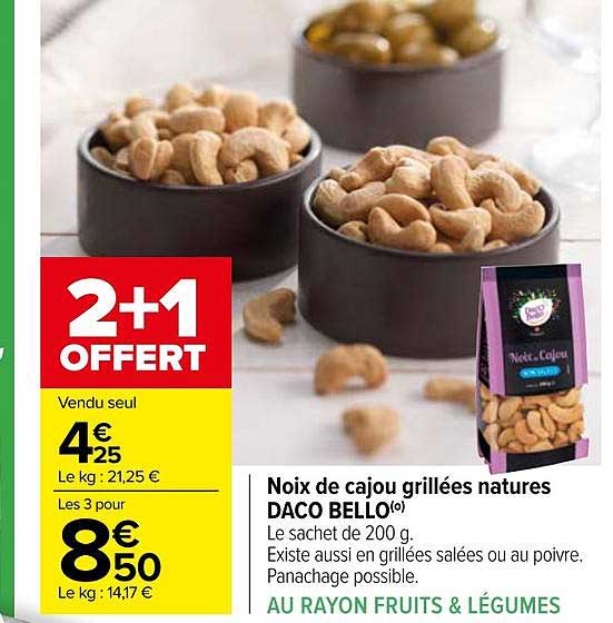 noix de cajou grillées nature daco bello