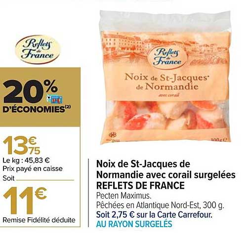noix de st-jacques de normandie avec corail surgelées reflets de france