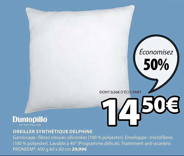 oreiller synthétique delphine dunlopillo
