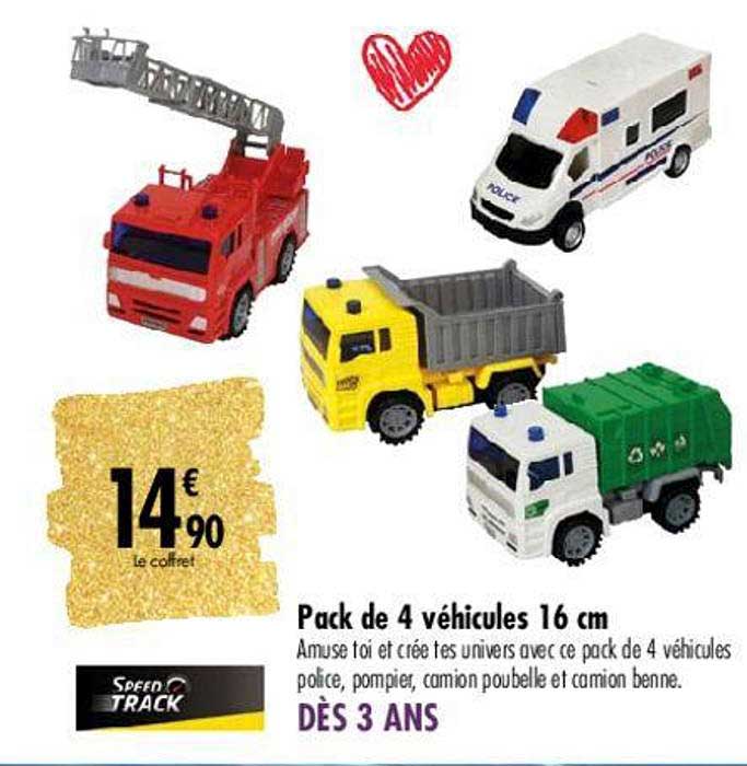Pack De 4 Véhicules 16 Cm