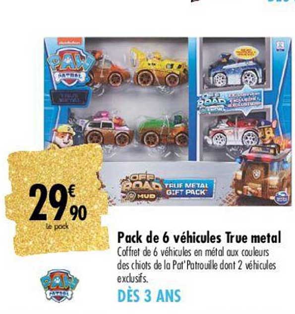 pack de 6 véhicules true metal paw patrol