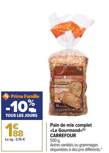 Pain De Mie Complet «le Gourmand» Carrefour