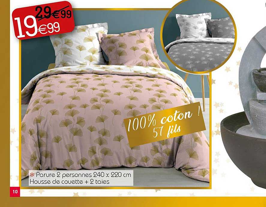 Parure 2 Personnes 240 X 220 Cm Housse De Couette + 2 Taies