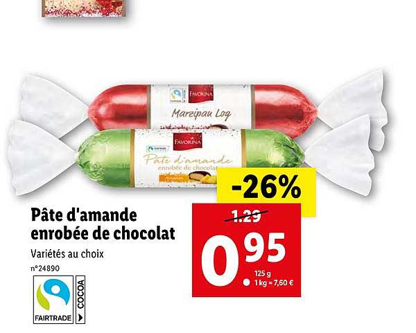 pâte d'amande enrobée de chocolat favorina