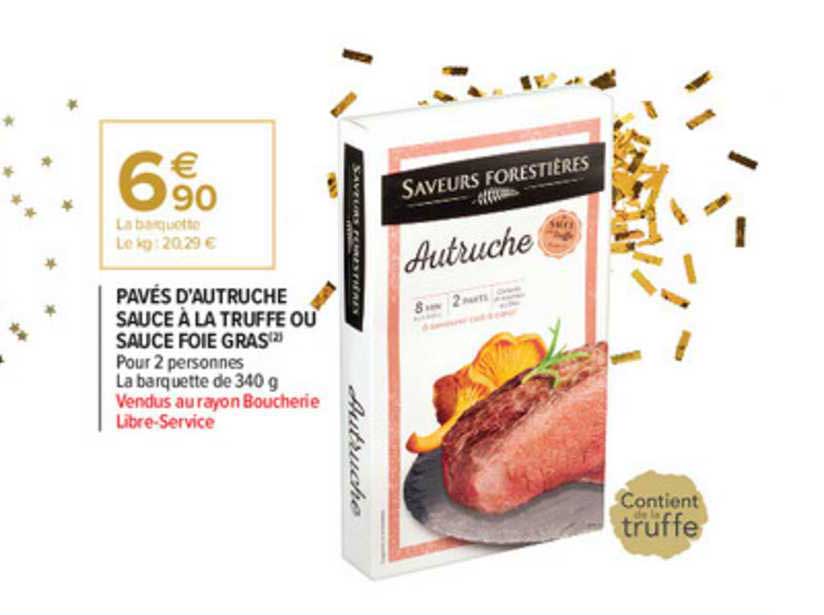 pavés d'autruche sauce à la truffe ou sauce foie gras