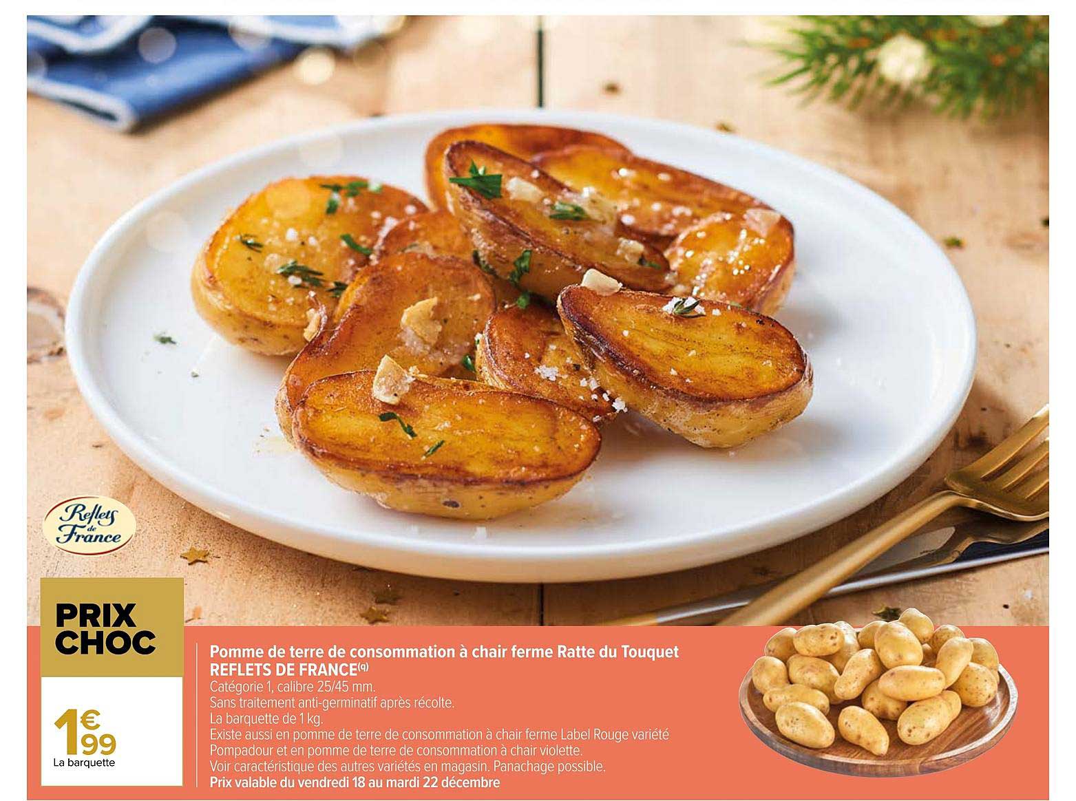 pomme de terre de consommation à chair ferme ratte du touquet reflets de frances