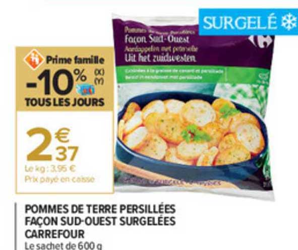 pommes de terre persillées façon sud-ouest surgelées carrefour