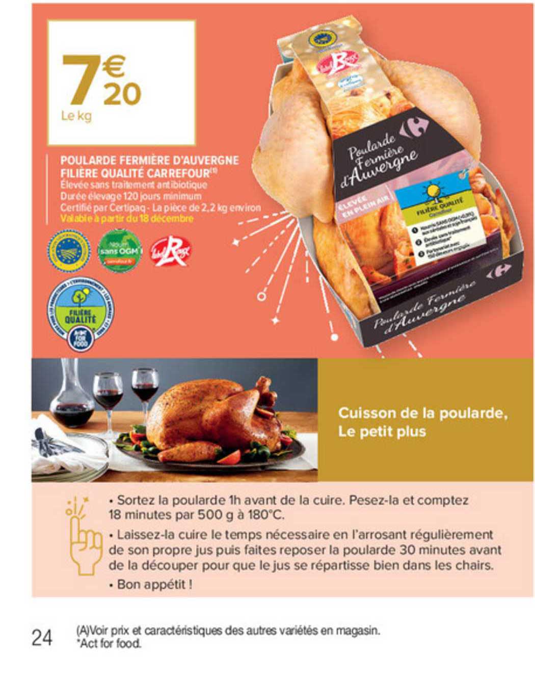 poularde fermière d'auvergne filière qualité carrefour
