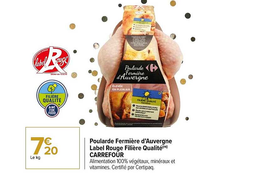 poularde fermière d'auvergne label rouge filière qualité carrefour