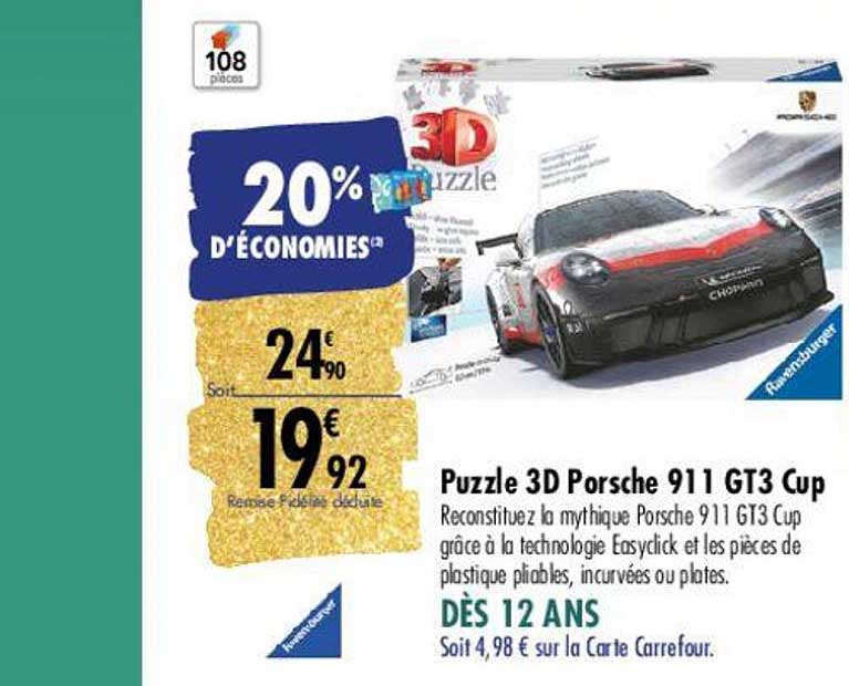 Puzzle 3d Porsche 991 Gt3 Cup