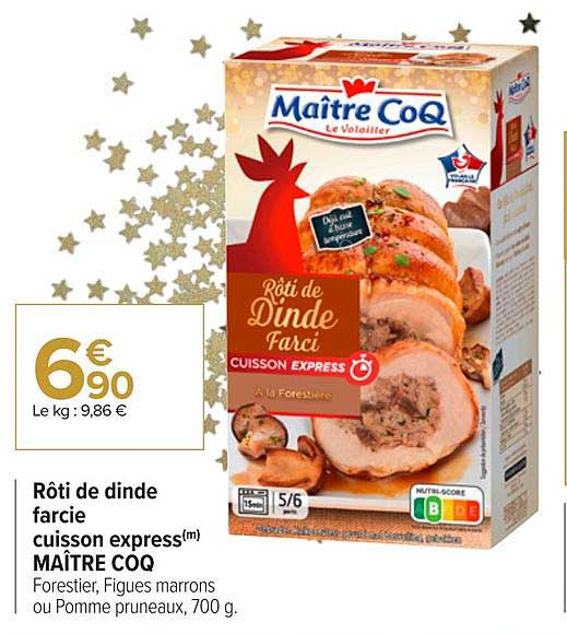 rôti de dinde farcie cuisson express maître coq