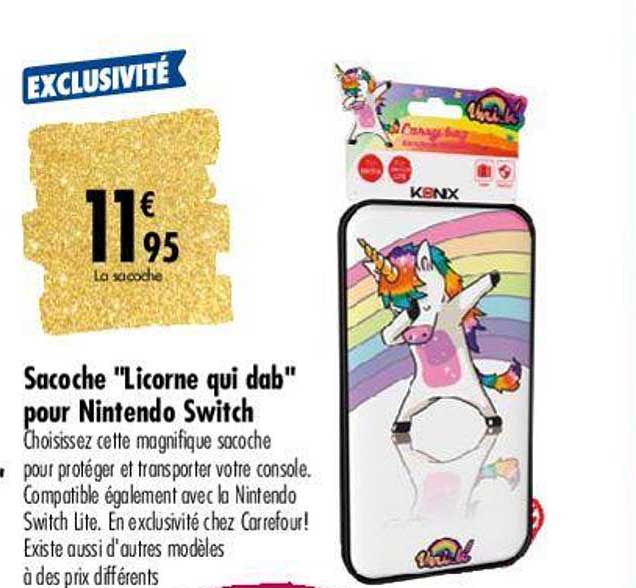 sacoche "licorne qui dab" pour nintendo switch