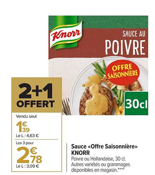 sauce «offre saisonnière» knorr