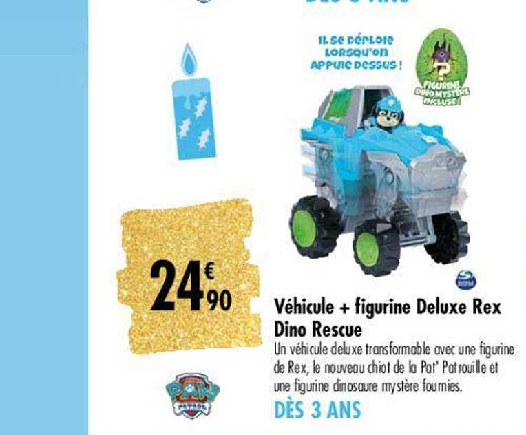 véhicule + figurine deluxe rex dino rescue paw patrol