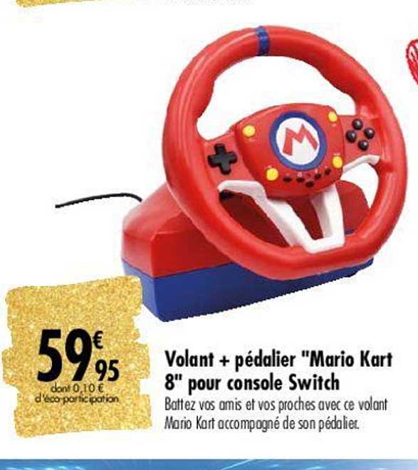 volant + pédalier "mario kart 8" pour console switch