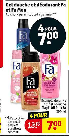 4 x gels douche magic oil pink fa