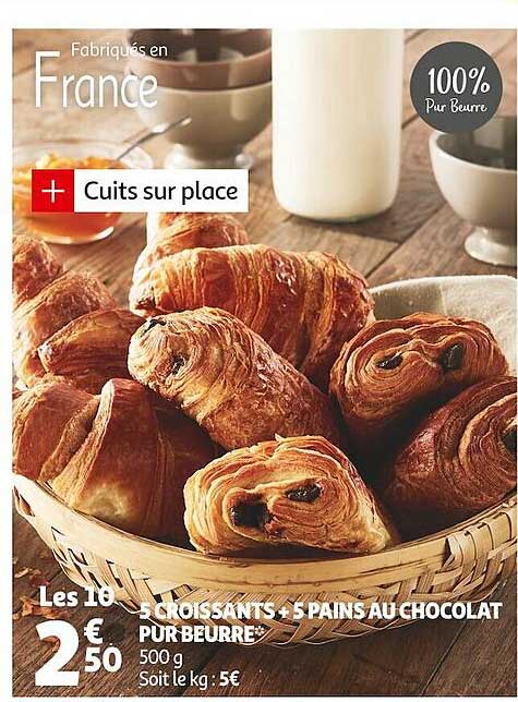 5 Croissants + 5 Pains Au Chocolat Pur Beurre