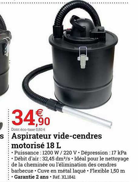 aspirateur vide-cendres motorisé 18 l