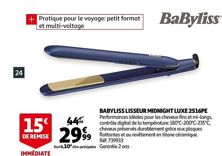 babyliss lisseur midnight luxe 2516pe
