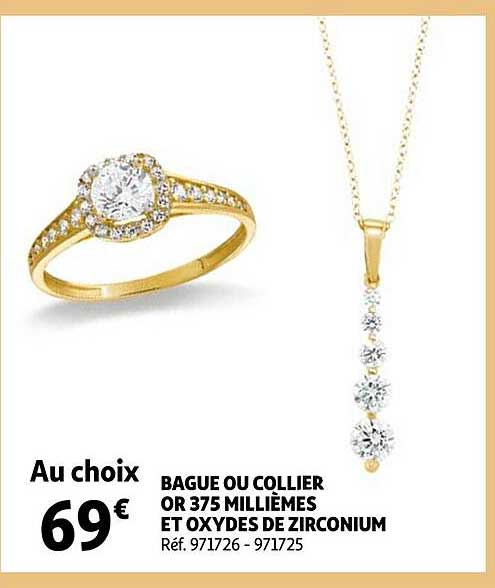 bague ou collier or 375 millièmes et oxydes de zirconium