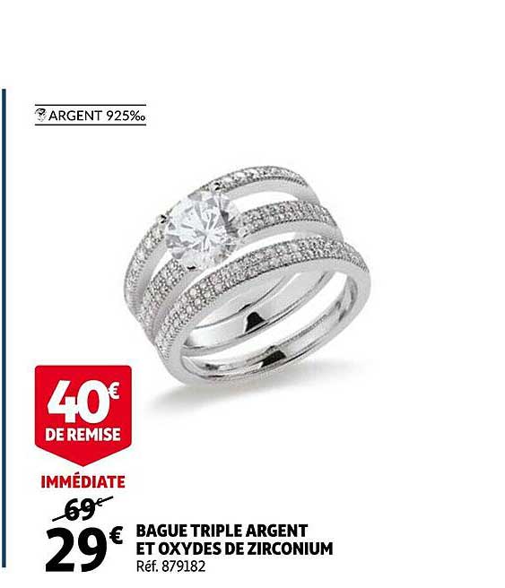 bague triple argent et oxydes de zirconium