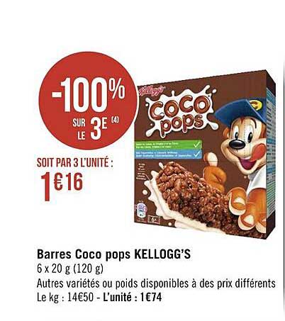barres coco pops kellogg's