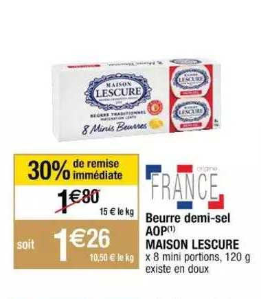 beurre demi-sel aop maison lescure
