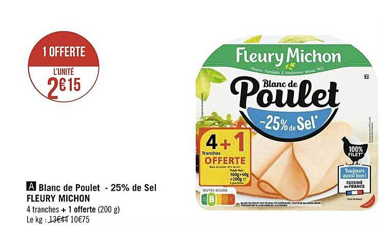 blanc de poulet -25% de sel fleury michon