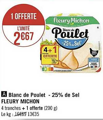 blanc de poulet -25% de sel fleury michon