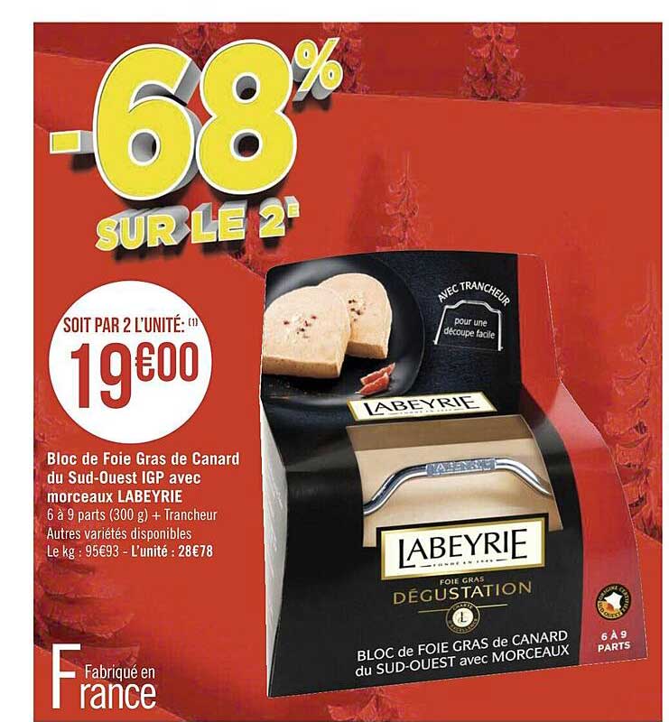 bloc de foie gras de canard du sud-ouest igp avec morceaux labeyrie