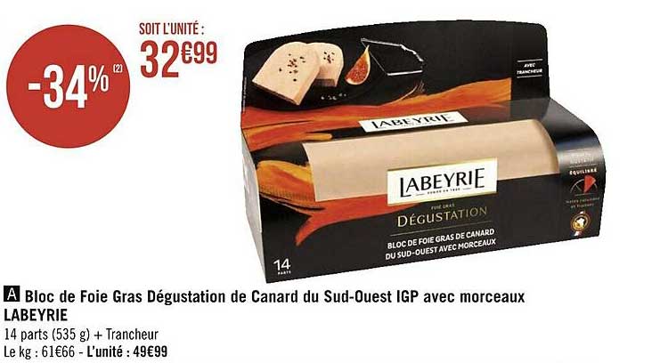 bloc de foie gras dégustation de canard du sud-ouest igp avec morceaux labeyrie