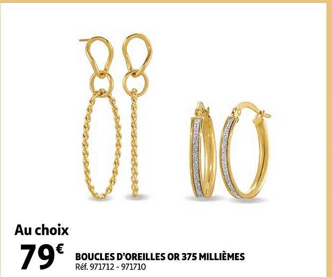 boucles d'oreilles or 375 millièmes